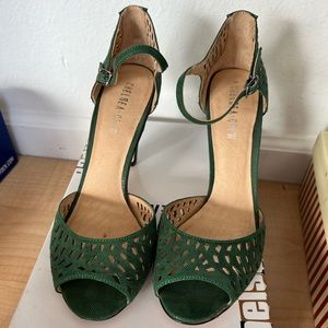 Chelsea Crew Green Ankle Strap Heels
